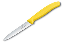 Nóż kuchenny Victorinox do jarzyn, ząbkowany, 10 cm, żółty