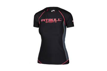 Rashguard termoaktywny damski Pit Bull Compression Pro Plus - Czarny/Koralowy