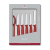 Noże kuchenne Victorinox - zestaw 5 elementów + obieraczka, czerwone