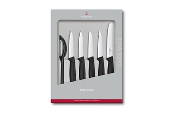 Noże kuchenne Victorinox - zestaw 5 elementów + obieraczka, czarne