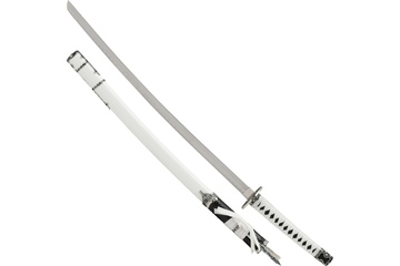 Miecz Haller Katana White z nożami z metalową pochwą bogato zdobioną okuciami i imitacją rybiej skóry