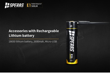 Latarka akumulatorowa Speras E1 CREE XPG3 LED 500 lumenów Zasięg  + akumulator o pojemności 2600 mAh