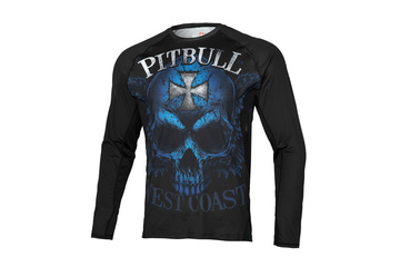 Rashguard termoaktywny L-S Pit Bull Mesh Performance Pro Plus Blue Skull - Czarny