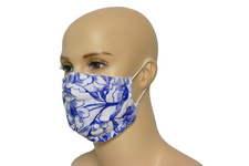 Niebieskie Kwiaty - bawełniana maska wielorazowa z certyfikatem OEKO-TEX