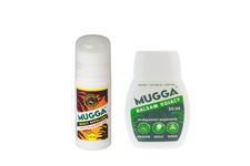 Zestaw - Repelent Środek na komary i inne owady Mugga Strong Roll-On (kulka)  50% DEET + Balsam kojący Mugga na ukąszenia i poparzenia 50ml