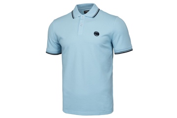 Koszulka Polo Pit Bull Regular Logo Stripes '20 - Błękitna
