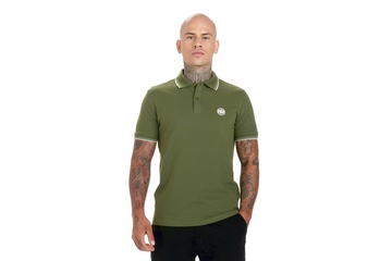 Koszulka Polo Pit Bull Slim Logo Stripes '20 - Oliwkowa