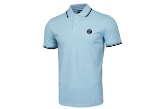 Koszulka Polo Pit Bull Slim Logo Stripes '20 - Błękitna