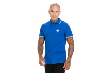 Koszulka Polo Pit Bull Slim Logo Stripes '20 - Niebieska