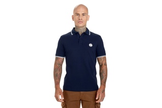Koszulka Polo Pit Bull Slim Logo Stripes '20 - Granatowa