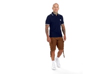 Koszulka Polo Pit Bull Slim Logo Stripes '20 - Granatowa