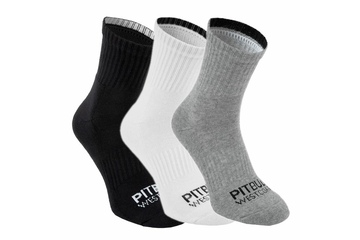 Skarpetki Pit Bull High Ankle TNT grube (3-pak) - Białe/Szare/Czarne