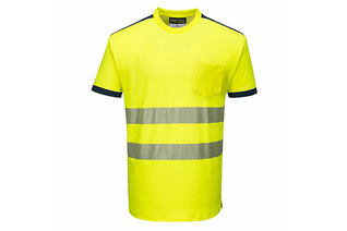 T-Shirt ostrzegawczy PW3 PORTWEST T181 - Żółty/Granatowy