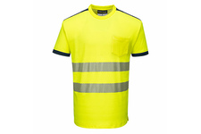 T-Shirt ostrzegawczy PW3 PORTWEST T181 - Żółty/Granatowy