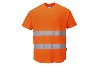 Ostrzegawczy T-shirt z panelami z siatki PORTWEST C394 - Pomarańczowy
