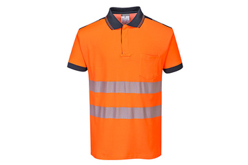 Koszulka Polo ostrzegawcza PW3 PORTWEST T180 - Pomarańcz/Granat