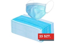 Trójwarstwowa Maska Medyczna PORTWEST typu IIR Niebieska - zestaw 25 szt. Zapewnia skuteczność filtracji bakteryjnej 98% FFP2 N95