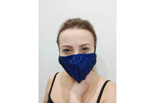 Maska ochronna z cekinami na twarz - niebieska + 10 filtrów FFP2 N95 PM2.5