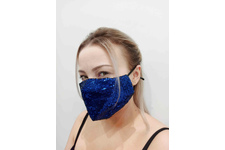 Maska ochronna z cekinami na twarz - niebieska + 10 filtrów FFP2 N95 PM2.5