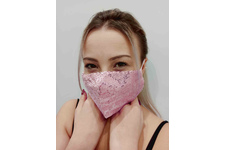 Maska ochronna z cekinami na twarz - różowa + 10 filtrów FFP2 N95 PM2.5