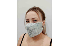 Maska ochronna z cekinami na twarz - srebrna + 10 filtrów FFP2 N95 PM2.5