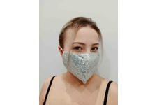 Maska ochronna z cekinami na twarz - srebrna + 10 filtrów FFP2 N95 PM2.5