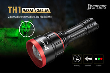 Latarka myśliwska Speras TH1 LED Zoom 364 lumenów zasieg 963 m  + akumulator 3400mAh