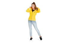 Bluza damska rozpinana z kapturem Pit Bull Small Logo '21 - Żółta