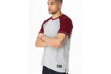 Koszulka Pit Bull Garment Washed Raglan Small Logo '21 - Szara/Bordowa