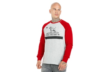 Koszulka z długim rękawem Pit Bull Garment Washed Raglan California '21 - Szara/Czerwona