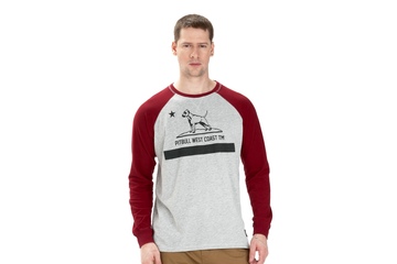 Koszulka z długim rękawem Pit Bull Garment Washed Raglan California '21 - Szara/Bordowa