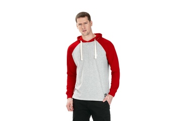 Longsleeve z kapturem Pit Bull Garment Washed Raglan Small Logo '21 - Szary/Czerwony