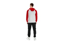Longsleeve z kapturem Pit Bull Garment Washed Raglan Small Logo '21 - Szary/Czerwony