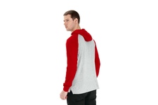 Longsleeve z kapturem Pit Bull Garment Washed Raglan Small Logo '21 - Szary/Czerwony