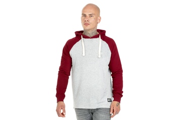 Longsleeve z kapturem Pit Bull Garment Washed Raglan Small Logo '21 - Szary/Bordowy