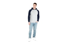 Longsleeve z kapturem Pit Bull Garment Washed Raglan Small Logo '21 - Szary/Granatowy
