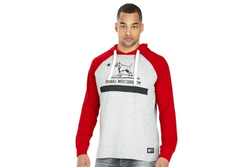 Longsleeve z kapturem Pit Bull Garment Washed Raglan California '21 - Szary/Czerwony