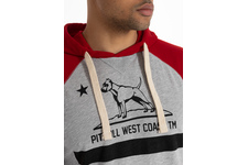 Longsleeve z kapturem Pit Bull Garment Washed Raglan California '21 - Szary/Czerwony