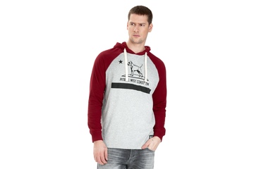 Longsleeve z kapturem Pit Bull Garment Washed Raglan California '21 - Szary/Bordowy