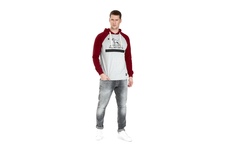 Longsleeve z kapturem Pit Bull Garment Washed Raglan California '21 - Szary/Bordowy
