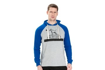 Longsleeve z kapturem Pit Bull Garment Washed Raglan California '21 - Szary/Niebieski