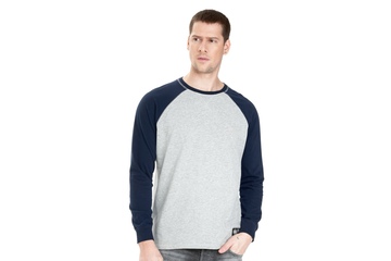 Longsleeve Pit Bull Garment Washed Raglan Small Logo '21 - Szary/Granatowy