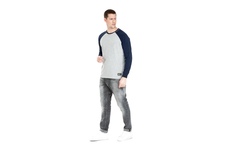 Longsleeve Pit Bull Garment Washed Raglan Small Logo '21 - Szary/Granatowy