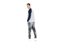 Longsleeve Pit Bull Garment Washed Raglan Small Logo '21 - Szary/Granatowy