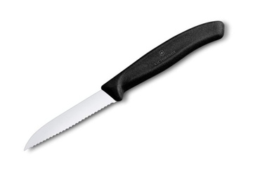 Nóż kuchenny Victorinox do jarzyn, ząbkowany, 8 cm, czarny