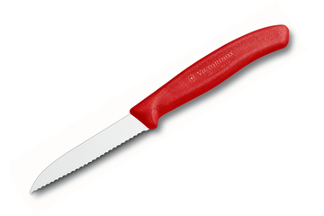 Nóż kuchenny Victorinox do jarzyn, ząbkowany, 8 cm, czerwony