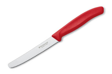 Nóż kuchenny Victorinox do pomidorów, ząbkowany, 11 cm, czerwony