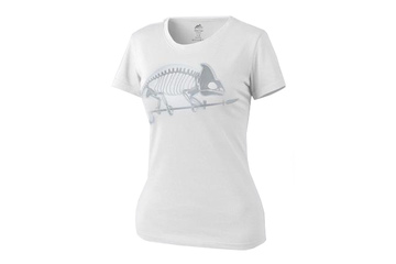t-shirt Helikon damski szkielet kameleona biały